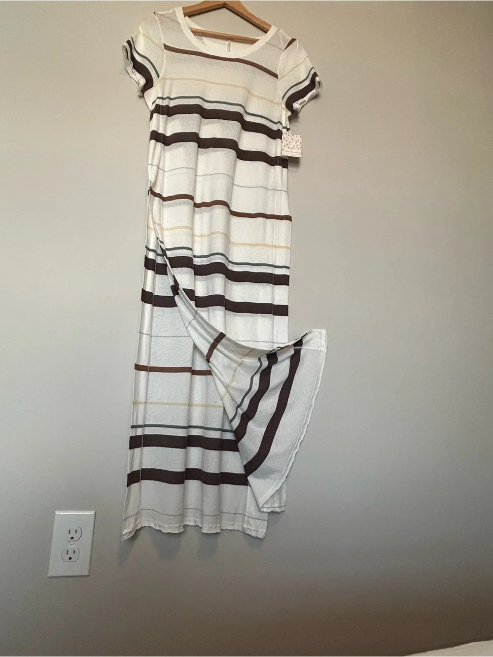 Free People Womens Too Legit Maxi Open Sides Tunic Top, Ivory Combo, - Picture 12 of 14